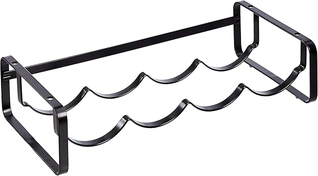 Amazon Basics Tabletop Stackable 4-Bottle Metal Wine Rack, 3.74"D x 15.75"W x 7.87"H, Black