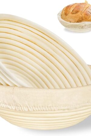 Banneton Bread Proofing Basket: 2 PCS Sourdough Proofing Basket with Liner - Round Banneton Basket for Baking