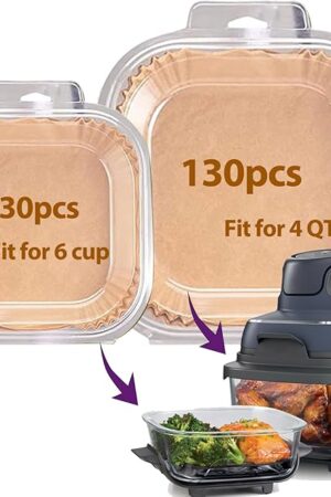 Air Fryer Liners Disposable for Ninja Crispi, 260 PCS Ninja Crispi Air Fryer Accessories for Ninja Crispy Glass Container, Ninja Crispi Accessories for 4 QT & 6 Cup Ninja Crispy Air Fryer