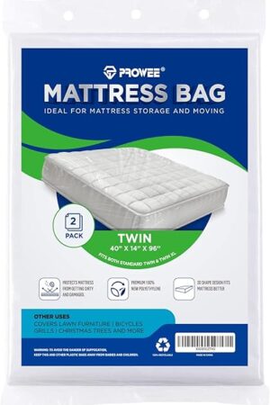2 PK Twin XL/Twin Mattress Bags for Moving, Waterproof Mattress Cover for Disposal and Storage