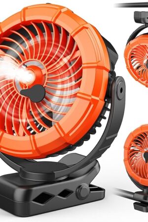 Ausic Portable Misting Clip on Fan, 100ml Camping Stroller Fan with LED, Max 45H Working Time Golf Cart Fans, 360° Rotate Cooling Spray, Outdoor Rechargeable Battery Fans for Travel/Home/Beach