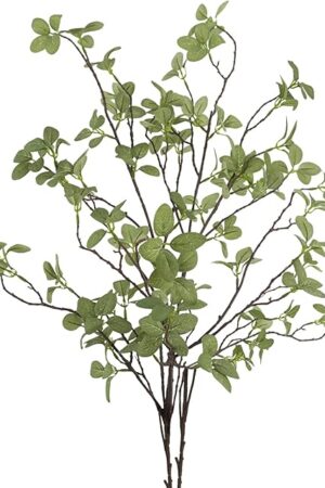 2 pcs Artificial Greenery Stems, 41.3’’ Tall Fake Plants Branches Faux Greenery Ficus Twig Leaf for Home Garden Shop Office Desk Decoration