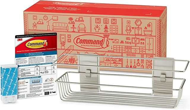 Command Satin Nickel Shower Caddy Bathroom Organizer