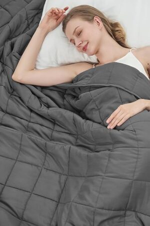 Weighted Blanket for Adults (12lbs, 48"x72" Twin Size) - Cooling Heavy Blanket for 110-130lbs with Premium Glass Beads - Soft Thick Big Blankets for All-Season Sleeping Comfort Breathable- Grey