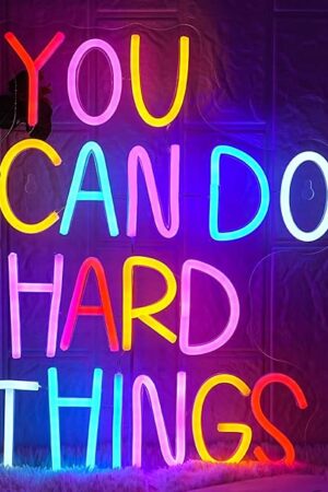 You Can Do Hard Things Neon Sign Dimmable LED Neon Signs for Wall Decor Neon Light Kids Wall Art Positive Classroom Decor USB Neon Light for Bedroom Birthday Party Classroom Backdrop Aesthetic Decoration