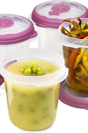12 oz Plastic Soup Freezer Containers With Lids Reusable, Airtight Microwave Food Storage Container For Meal Prep Home-Made Soup To Go, Dishwasher Safe, Steam Vent Lids BPA-Free - 1.5 Cup - Set of 4