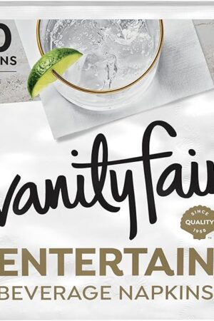 Vanity Fair Entertain Beverage Paper Napkins, White, 2-Ply, 40 Count, 4.9" x 4.9", Disposable Napkins for Entertaining