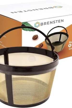 4 Cup Reusable Filter Basket With Closed Bottom Fits MrCoffee Coffee Maker and Brewer - Permanent Filter Replacement Compatible With Mr Coffee Gold Basket-Style Filters 1-Pack