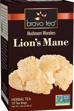 Bravo Tea Lion's Mane Mushroom Herbal Tea Caffeine Free, 20 tea bags, 1 count