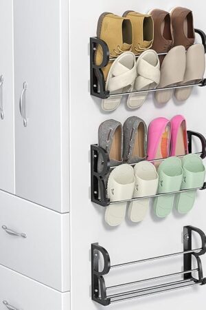 Wall Shoe Rack for RV Shoe Storage, 3 Pack Wall Mounted Shoe Rack with Sticky Hanging Mounts for Camper, Small Space Door Shoe Holder for Wall Shoe Organization Shelf No Drilling