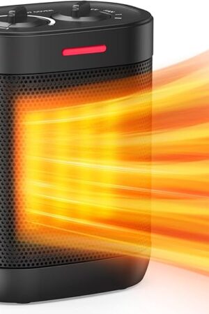 1000W Small Space Heaters for Indoor Use, PTC Ceramic Personal Heater with Overheating & Tip-Over Protection, Quiet Heating for Desktop Office Home