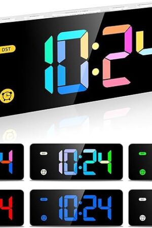 Alarm Clock for Kids -Digital Clock with 7 Color, 4 Dimmable Backlight & 3 Adjustable Volumes, 12/24 Hour, Snooze, Small Clocks for Classroom Bedroom