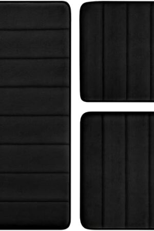 BYSURE Black Memory Foam Bathroom Rug Set Bath Mat Sets