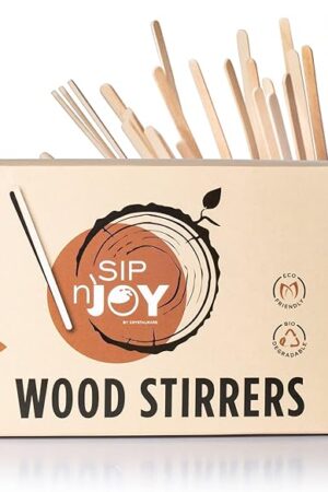 Wood Coffee Stirrers Stir Sticks - 1,000 Biodegradable Disposable Wooden Beverage Mixer with Round Ends, Made with Natural Birch Wood, Eco-Friendly BPA Free Swizzle Drinks Sticks (5.5 Inch)