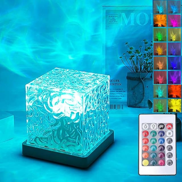 Aurora Glow Lamp 16 Color Changing Crystal Table Lamp Transparent