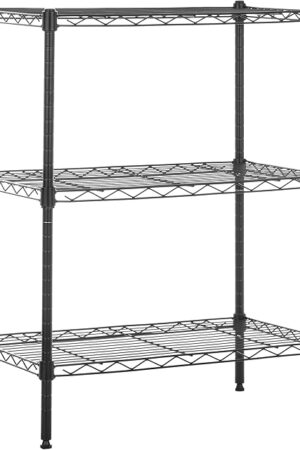 Amazon Basics 3-Shelf Adjustable Heavy Duty Steel Wire Rack Storage Shelving Organizer for Kitchen, Garage, 23.2" L x 13.4" W x 30" H, Black