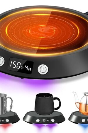 Coffee Mug Warmer - 55W Electric Coffee Warmer for Desk 3 Temp Settings & 2-9 Timer Smart Cup Warmer for Desk Candle Warmer Plate with LED Lights Beverage Tea Milk Warmer for Home & Office