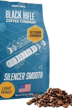 Black Rifle Coffee Company Whole Bean Light Roast - Roasted Blend Made from Pure Arabica Beans - Colombian & Brazilian Beans - Veteran Founded & American Made (Silencer Smooth, 12oz Bag)