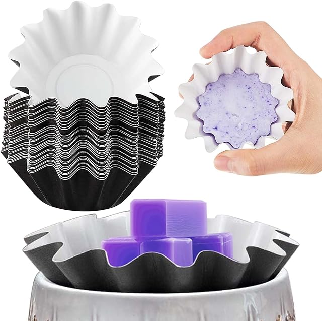 Boao Wax Melt Liners Reusable Wax Warmer Containers Leakproof Cups for Scented Candle, Paper Holders for Electric Pluggable Melter and Burner(Black,25 Pieces)