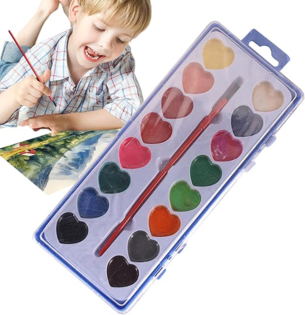 The Romantic Watercolor Art Kit – Heart Design Paint Tray Set | and Kid-Friendly Painting Supplies for Beginners, Students, Hobby Painters, Creative Artists, and Valentine's Day Crafts