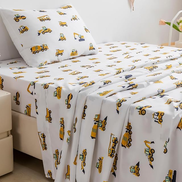 Coukouchyi 3-Piece Twin Size Bed Sheet Set - Soft & Breathable Kids Fitted & Flat Sheet for Boys with Deep Pocket