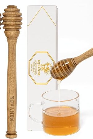 Brazilian Cherry Wood Honey Dipper - Durable & Warp-Resistant, Preserves Honey Purity, 2pcs, 6.3 Inch