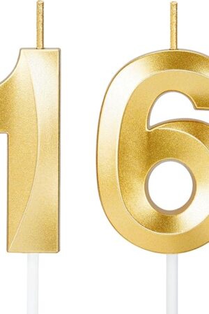 16 Birthday Candles,16th Birthday Decorations for Girls Boys,Sweet 16 Cake Topper Party Decorations,Number Candles for Birthday Cakes