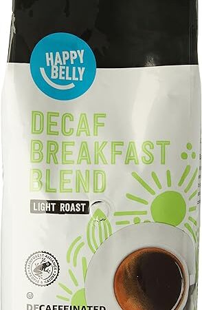 Amazon Brand - Happy Belly Decaf Breakfast Blend Ground Coffee, Light Roast, 2 pound (Pack of 1)