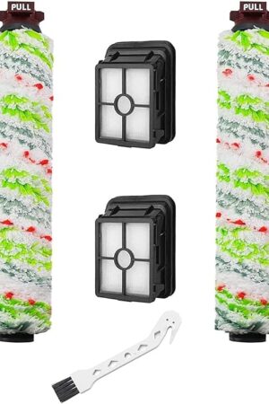 1785 2306A Crosswave Pet Pro Replacement Parts for Bissell Crosswave Roller Brush Replacement and Crosswave Replacement Filter (2 Multi-Surface Pet Brush Rolls+2 Filters)