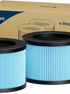 AROEVE MK01 & MK06 Air Filter Replacement 4-in-1 Air Filter for Smoke Pollen Dander Hair Smell Suitable- Standard Version(2 Pack)