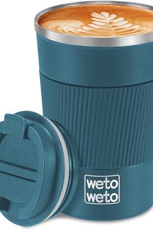 WETOWETO 12oz Stainless Steel Coffee Tumbler, Travel Coffee Mug, Insulated Coffee Mug with Lid, Spill Proof Coffee Cup, Portable Thermal Mug, Reusable Coffee Cup for Hot and Cold (Blue)