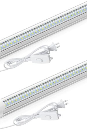 CNSUNWAY LED Shop Light 2FT, 20W 3000LM 6500K, T8 LED Tube Lights, Clear Cover, Ceiling and Utility Shop Lights, Linkable Light Fixture for Room, Garage, Workbench, Warehouse, ETL Listed (2 Pack)