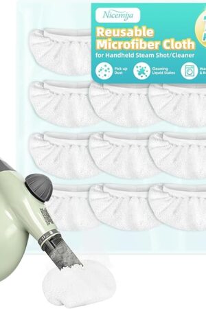10 Pack Microfiber Cloth for Handheld Steam Shot, Steam Cleaner Accessories, Reusable Washable Steam Mop Pads Compatible with Bissell Steam Shot, Wagner, McCulloch