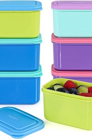 Caperci Small Snack Containers with Lids 6 Pack - 5oz/150ml Leakproof Stackable Small Food Storage Containers for School Lunch, Work, Travel, BPA-Free