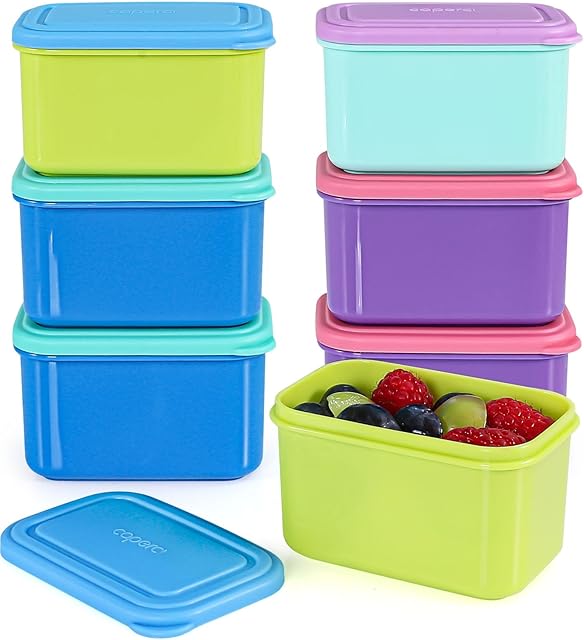 Caperci Small Snack Containers with Lids 6 Pack - 5oz/150ml Leakproof Stackable Small Food Storage Containers for School Lunch, Work, Travel, BPA-Free