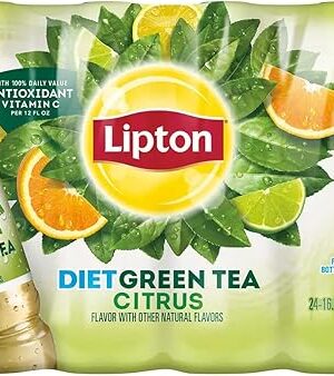 Diet Green Iced Tea - Citrus Flavor With Other Natural Flavors - With 100% Daily Value Antioxidant Vitamin C Per 12 Fl Oz, 24-500 ml Bottles - 1 Pack