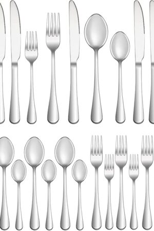 20 Piece Silverware Set Service for 4,Premium Stainless Steel Flatware Set,Mirror Polished Cutlery Utensil Set,Durable Home Kitchen Eating Tableware Set,Include Fork Knife Spoon Set,Dishwasher Safe