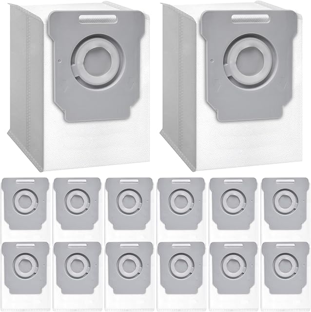 18 Pack Vacuum Bags Compatible with iRobot Roomba Bags i7 i7+ i3 i3+ i4 i4+ i6 i6+ i8 i8+ i1 i1+ j7 j7+/Plus S9 S9+ I & S & J Series Robot Vacuum Parts, Reuse Automatic Dirt Disposal Bags