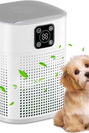 Air Purifiers for Bedroom, Honeyuan H13 HEPA Air Purifier for Home Large Room 600 sqft, Air purifiers with 360°Air Intake, 3 Fan Speeds, 3-Stage Filtration, White