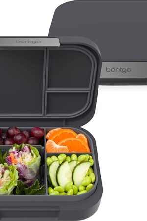 Bentgo Modern - Adult & Teen Bento Lunch Box; 3-4 Compartments, Leak-Resistant, 5.5 Cup Capacity/44 fl oz, Improved Locking Clips, Reusable, BPA-Free, Dishwasher/Microwave Safe Tray (Dark Gray)