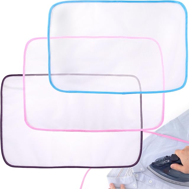 3pcs Protective Ironing Scorch Mesh Cloth, Scorch Saving Pressing Pad, High Temperature Resistant Board Cover Protector for Ironing Sewing Fabric Protection- Pink & Blue & Purple