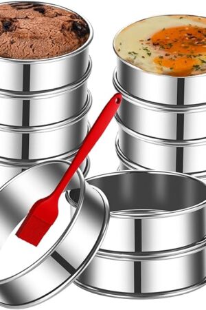 DATANYA 12Packs 4 Inch English Muffin Rings Crumpet Rings Stainless Steel Double Rolled Tart Rings, Round Metal Cooking Pastry Ring Molds for Crumpets baking