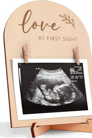 Cute Wooden Ultrasound Picture Frame - Beautiful Double Sided Sign For The Announcement of Your Pregnancy Or Baby's Birth - Nursery Decor Sonogram Photo Frame & Pregnancy Gift For First Time Moms