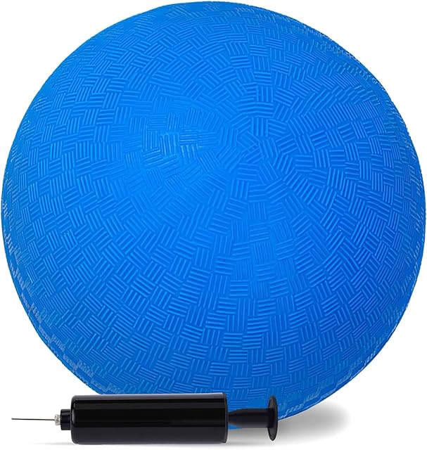 The LovesTown Inflatable Playground Ball, 8.5 Inch Dodgeballs Blue Kickballs with Air Pump, for 4 Square Ball Games, Indoor & Outdoor Sports Toys