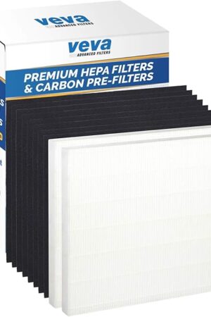 VEVA HEPA Filters Compatible with Coway Airmega AP-1512HH - 2 Pack HEPA Air Purifier Filters with 8 Charcoal Pre-Filters compatible with Coway Airmega 200M Air Purifier