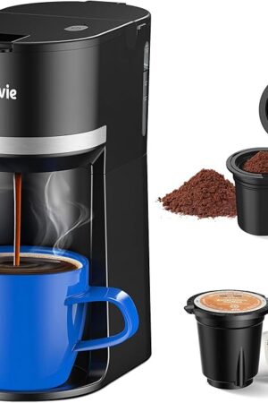 Coffee Maker Single Serve for K Cup and Grounds, 12 Oz Reservoir