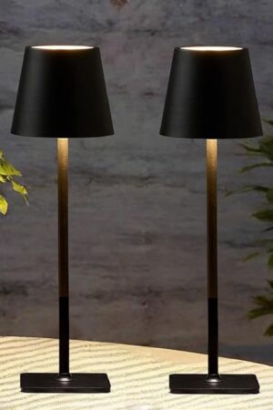 2 Pack Cordless Table Lamps-6000mAh Rechargeable Lamp,Waterproof Outdoor Table Lights for Patio|Shower|Restaurant|Dinner|Kitchen Counter|Dining Table Top Lighting,Mini Small Battery Operated Lamp