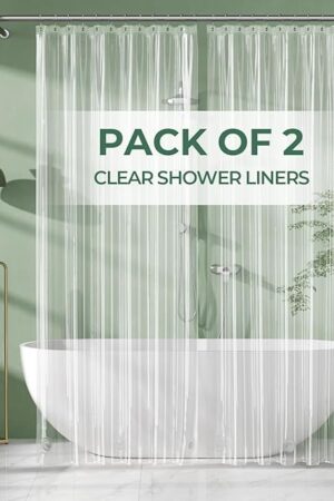 AmazerBath Shower Curtain Liner 2 Pack, 72 x 96 Inches Extra Long PEVA Plastic Shower Liner with 3 Weighted Stones and 12 Rustproof Metal Grommet, Lightweight Waterproof Shower Curtain - Clear