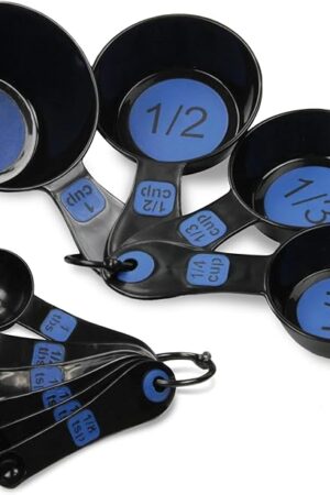 Chef Craft Easy to Read Plastic, Measuring Cup Set, 10 piece set, Blue
