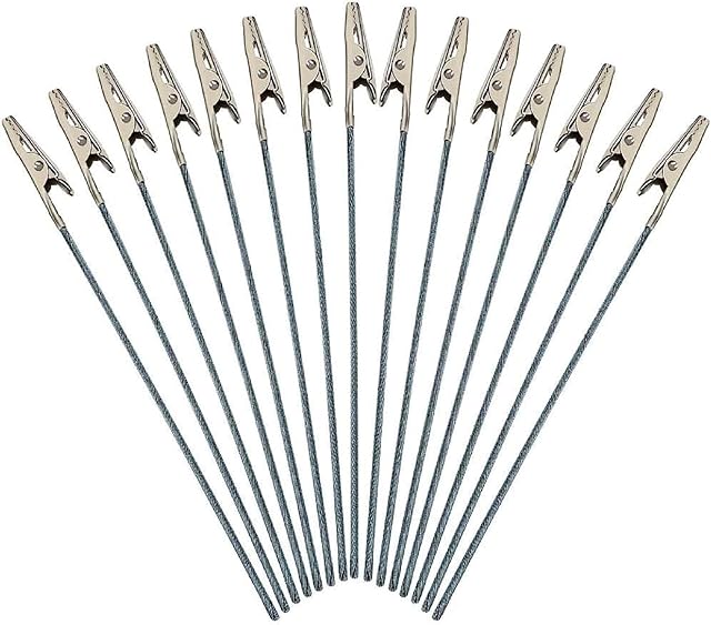 50Pcs Metal Wire Alligator Clamp Long-Tailed Alligator Iron Clip Clasp for DIY Card Clip Holder 6 inch (150mm)